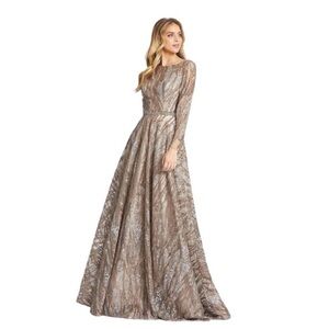 Mac Duggal Long Sleeve Metallic Gown